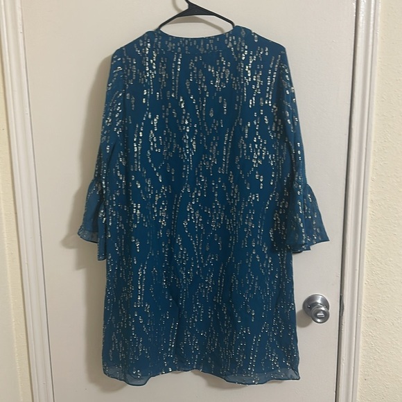 EUC Lilly Pulitzer Elenora Silk Dress Inky Tidal Fish Clip Chiffon medium - Picture 7 of 7